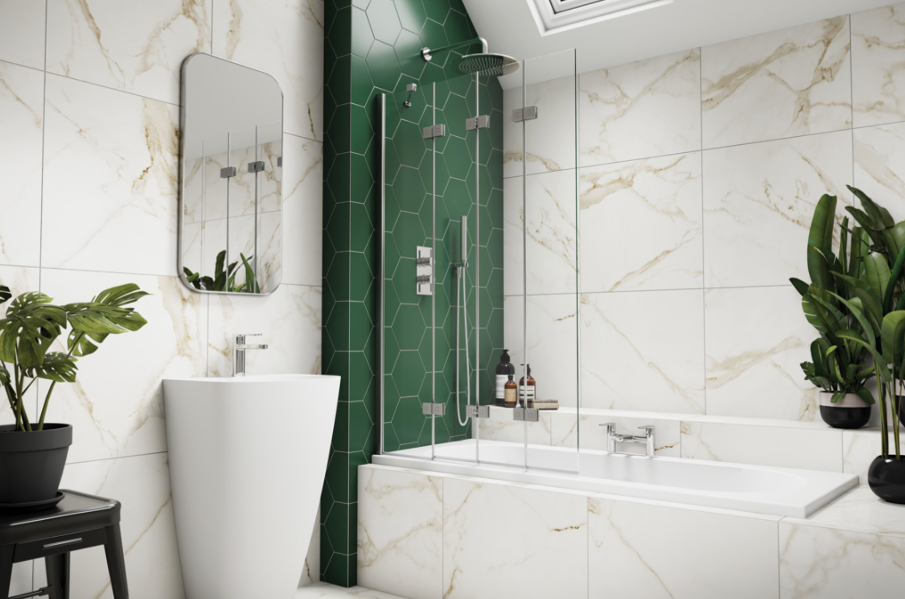 Inspire Four Panel In-Fold Bath Screen
