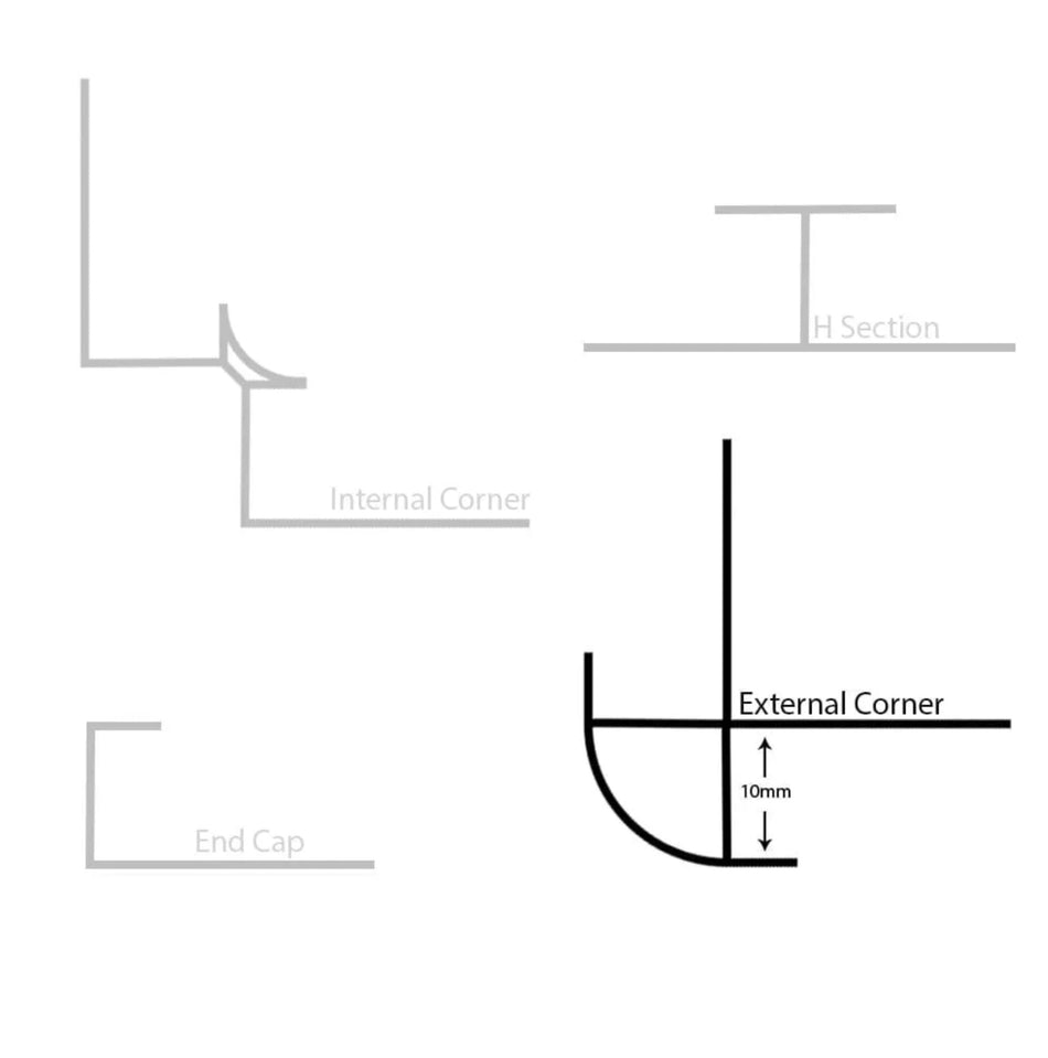 External Rounded Corner Trim - Metal