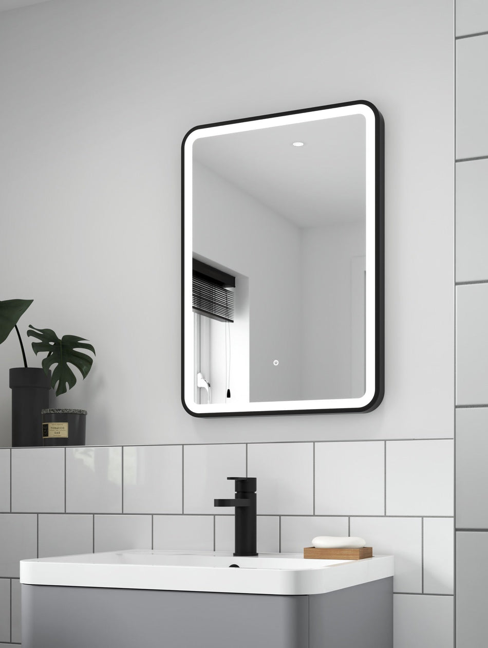 Hydrus Black Framed LED Mirror 700x500