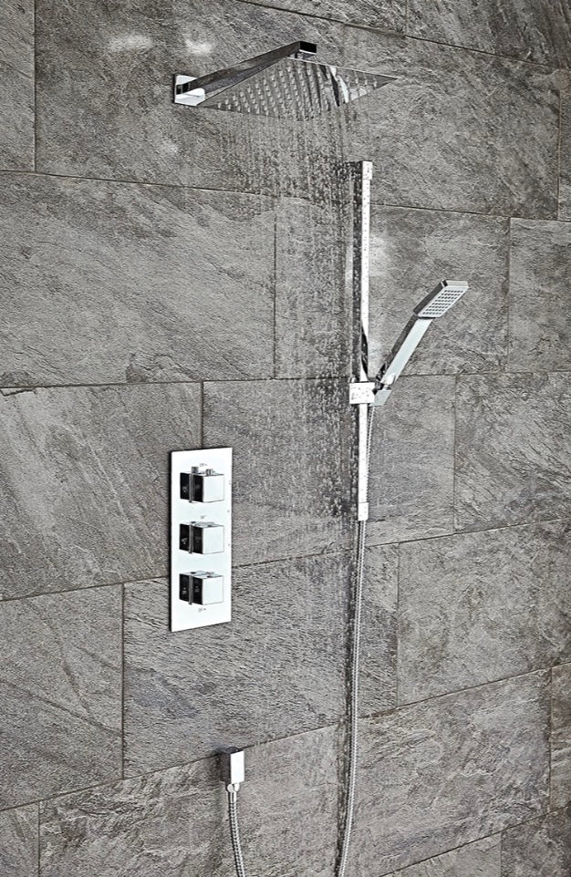 Concealed Valves - Chrome Triple Square Handle, 3 Outlet