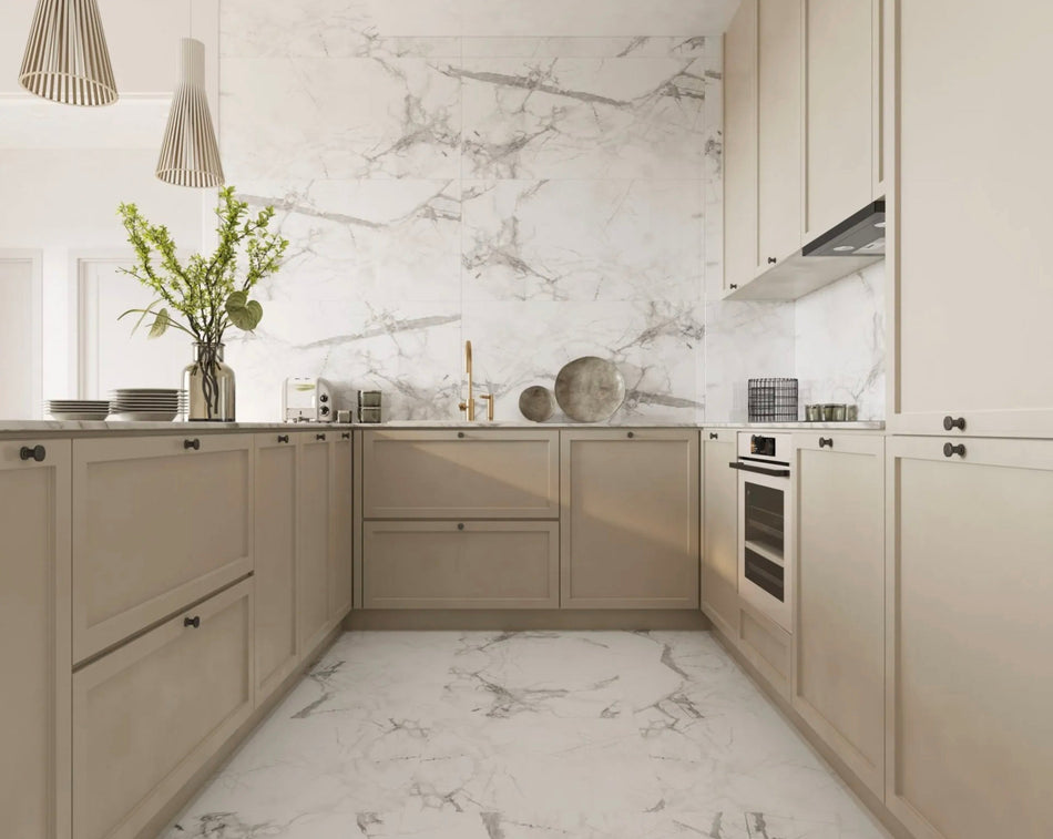 SPC Tile Flooring - Calacatta Snow