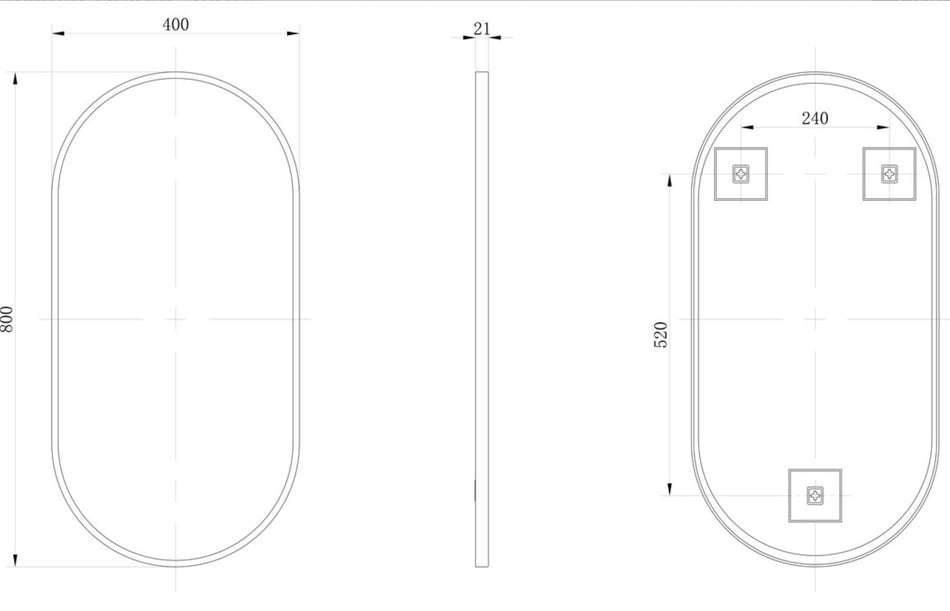 Plain Mirrors - Kenji 800x400mm Oblong Mirror