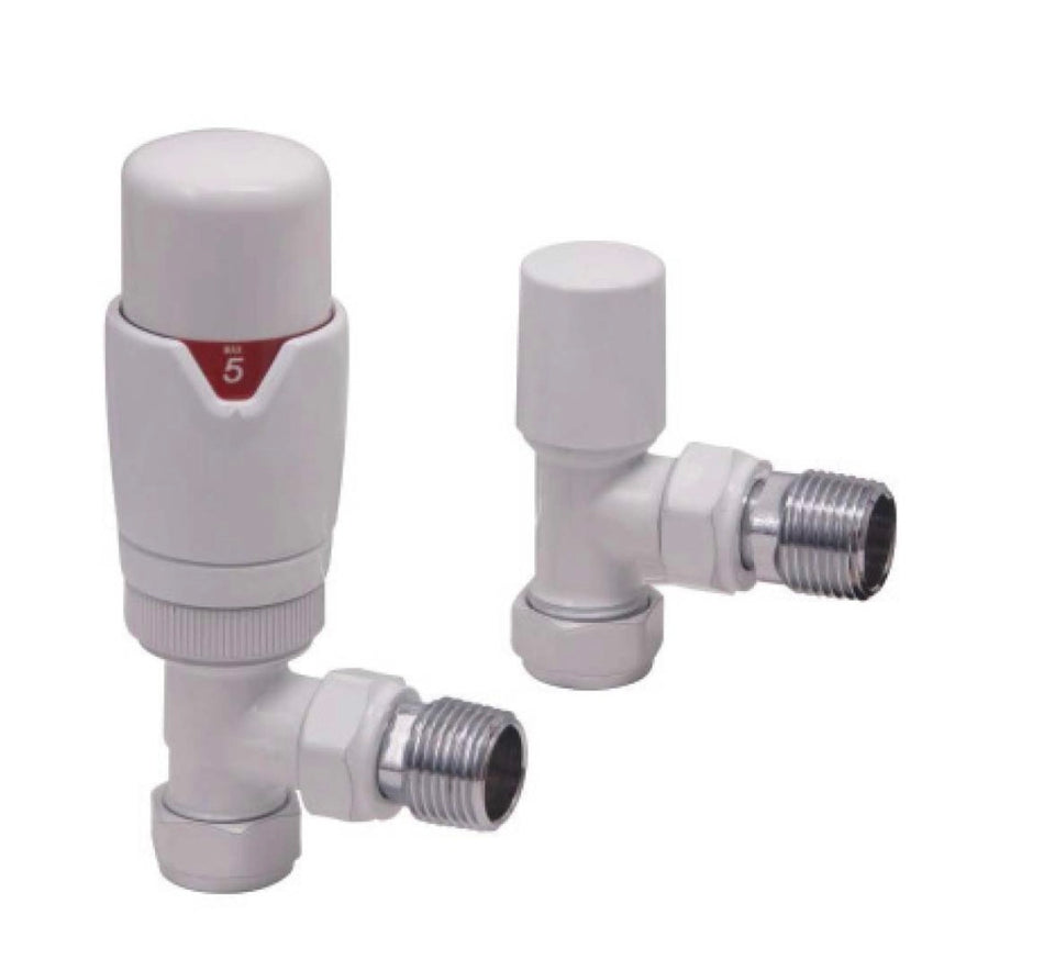 White Designer Angled Valves (Pair)