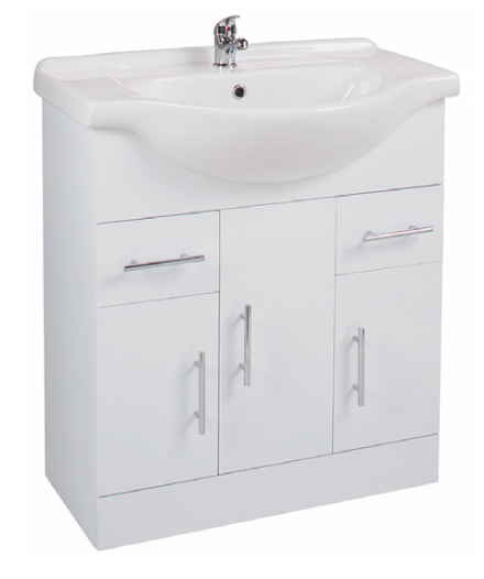 MDF Gloss White Floor Standing Vanity Unit 750mm