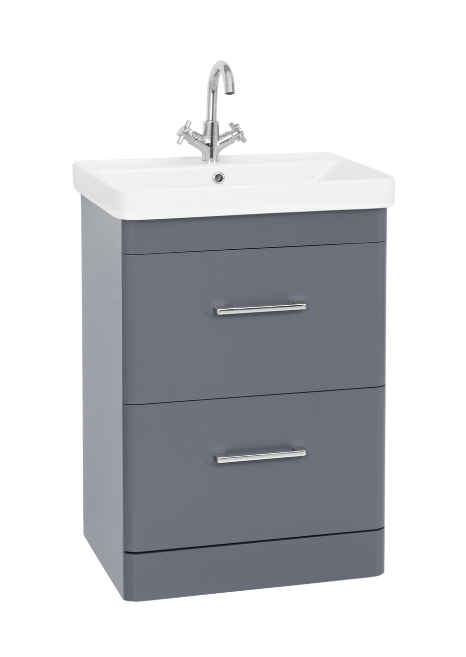 Options 24 2 Drawer Vanity Unit, Basin & Chrome handles 600mm